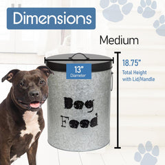Medium Dog 40lb Pet Food Storage Canister with Scoop – Durable & Airtight for Freshnesss, Minimalist Design & Recyclable, Medium Metal Container (Dog Bin - Medium Size)