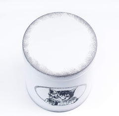 Antique White Treat Jar or Food Storage Canister with Cute Cat Design | Tight Fitting Lid | Pet Food Container Fit's Up To 2lbs of Treats