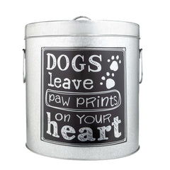 Rustic Silver Dog Pet Food Storage Large Size Canister fits up to 50lbs with Matching Scoop | Innovative Design for Pet Food Storage | No More Plastic Containers