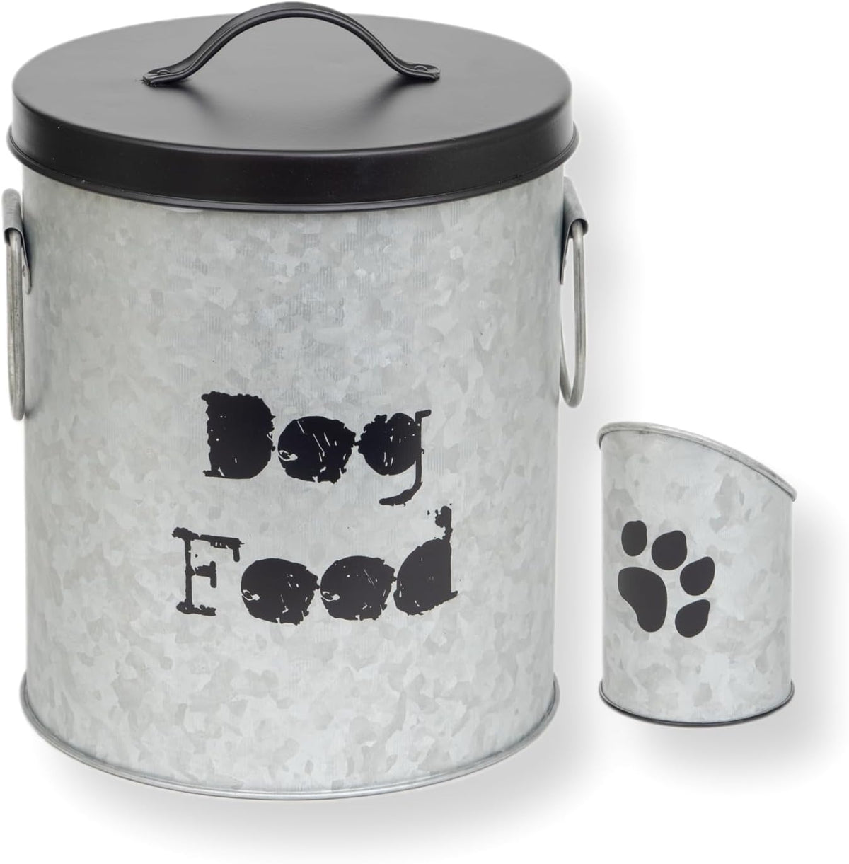 Small Dog 20lb Pet Food Storage Canister with Scoop – Durable & Airtight for Freshnesss, Minimalist Design & Recyclable, Small Metal Container for Kitchen Countertop (Dog Bin - Small Size)