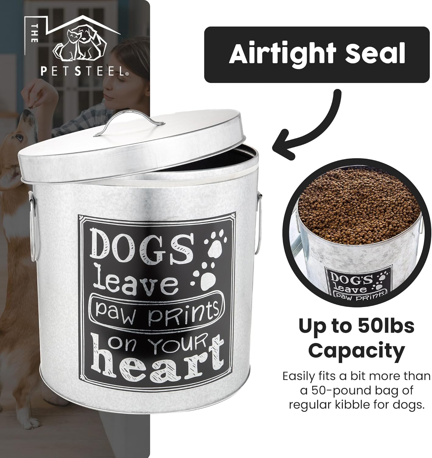 Large and Medium Dog and Small Cat Pet Food Storage Container