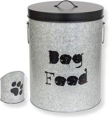 Medium Dog 40lb Pet Food Storage Canister with Scoop – Durable & Airtight for Freshnesss, Minimalist Design & Recyclable, Medium Metal Container (Dog Bin - Medium Size)