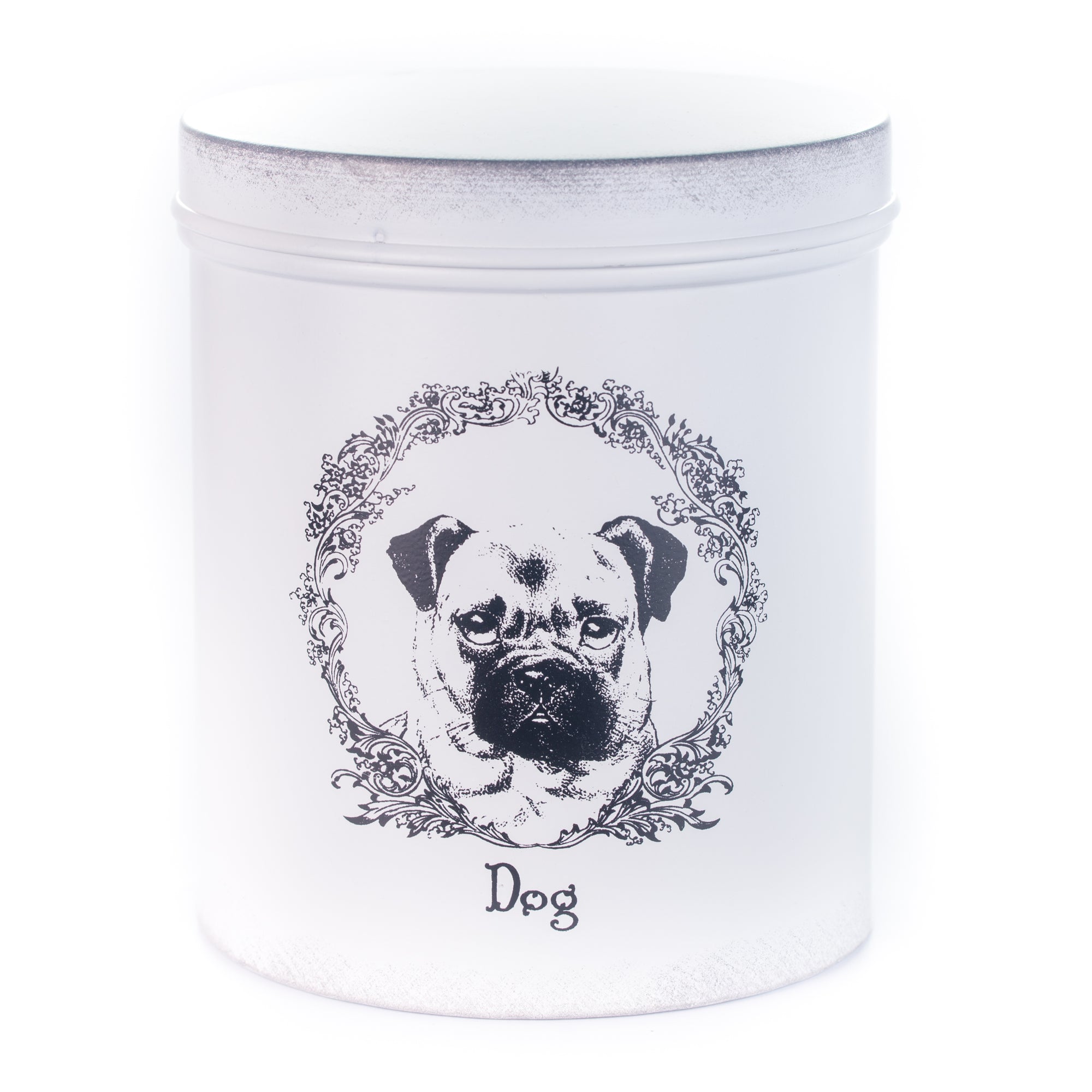 The PetSteel | Antique White Treats Jar | Dog Treat Jar | Tight Fitting Lids | Pet Food Container | Fit's Up to 2lbs of Treats