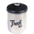 Stainless Steel Treats Jar with Black Lid | Fits up to 2 lbs of Pet's Treats | Tight Fitting Lids | Great Way to Store Your Dog or Cat's Food