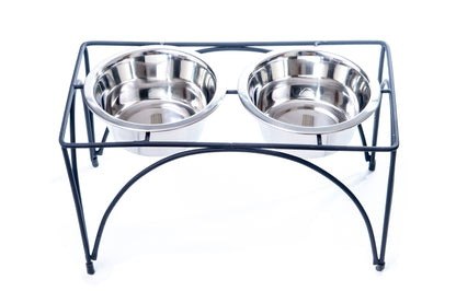 Raised Stainless Steel Double Bowl Feeder | Large Stand with Stainless Steel Bowls That are Dishwasher Safe