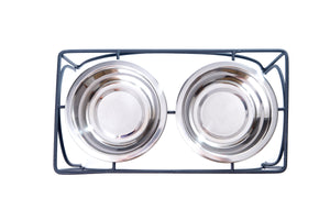 Raised Stainless Steel Double Bowl Feeder | Large Stand with Stainless Steel Bowls That are Dishwasher Safe