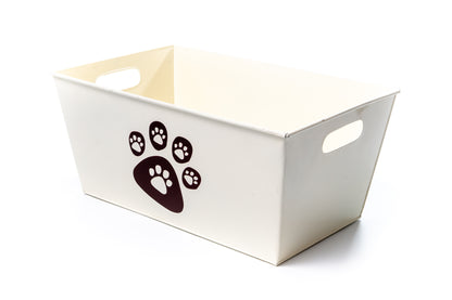 The PetSteel Unique Cream Pet Toy Chest with Brown Paws as a Cute Decal | Pet Toy Container | Useful for Pet Accessories