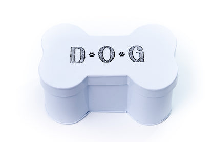 Dog Bone Shaped Toy Chest or Snack Jar | White Dog Bone Shaped Treat Jar | Pet Toy Chest