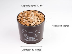 Chocolate Dog Decorative Canister with Bowl and Scoop | Pet Food and Treat Container Storage Set | Airtight Lids | Fit's Up to 7 lbs of Treats or Food