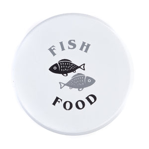 Simple Design White Round Fish Tin for Fish Food Storage | Easy to store on or near your fish aquarium or fish tank | Lightweight & tight seal for your fish food