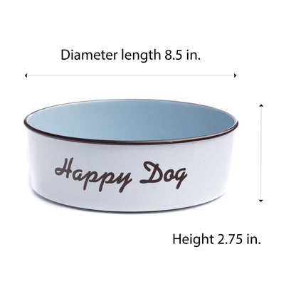 The PetSteel Large White Dog Bowl with Striking Blue Interior | Sturdy | Easy to wash | Simple Design for Your Adorable Dog to Enjoy Eating Their Tasty Food or Fresh Treats