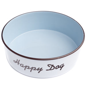 The PetSteel Large White Dog Bowl with Striking Blue Interior | Sturdy | Easy to wash | Simple Design for Your Adorable Dog to Enjoy Eating Their Tasty Food or Fresh Treats