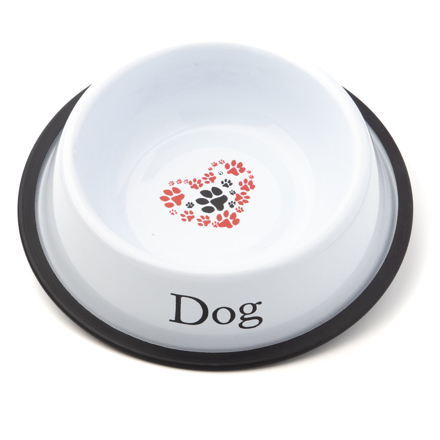 White Small Dog Bowl with a Heart | Simple Dog Bowl with a No Slip Rubber Base | Cute Design Dog Bowl | Great for Feeding Your Dog