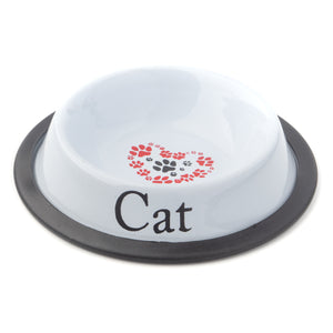 The PetSteel White Small Cat Bowl with a Heart | Simple Cat Bowl with a No Slip Rubber Base | Cute Design Cat Bowl | Great for Feeding Your Cat, Yellow,White