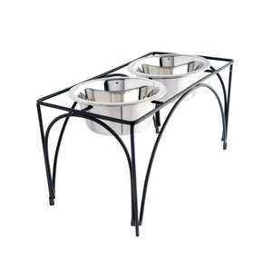 Raised Stainless Steel Double Bowl Feeder | Large Stand with Stainless Steel Bowls That are Dishwasher Safe