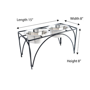 Raised Stainless Steel Double Bowl Feeder | Large Stand with Stainless Steel Bowls That are Dishwasher Safe