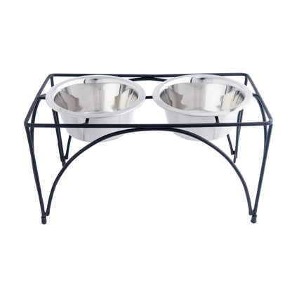 Raised Stainless Steel Double Bowl Feeder | Large Stand with Stainless Steel Bowls That are Dishwasher Safe