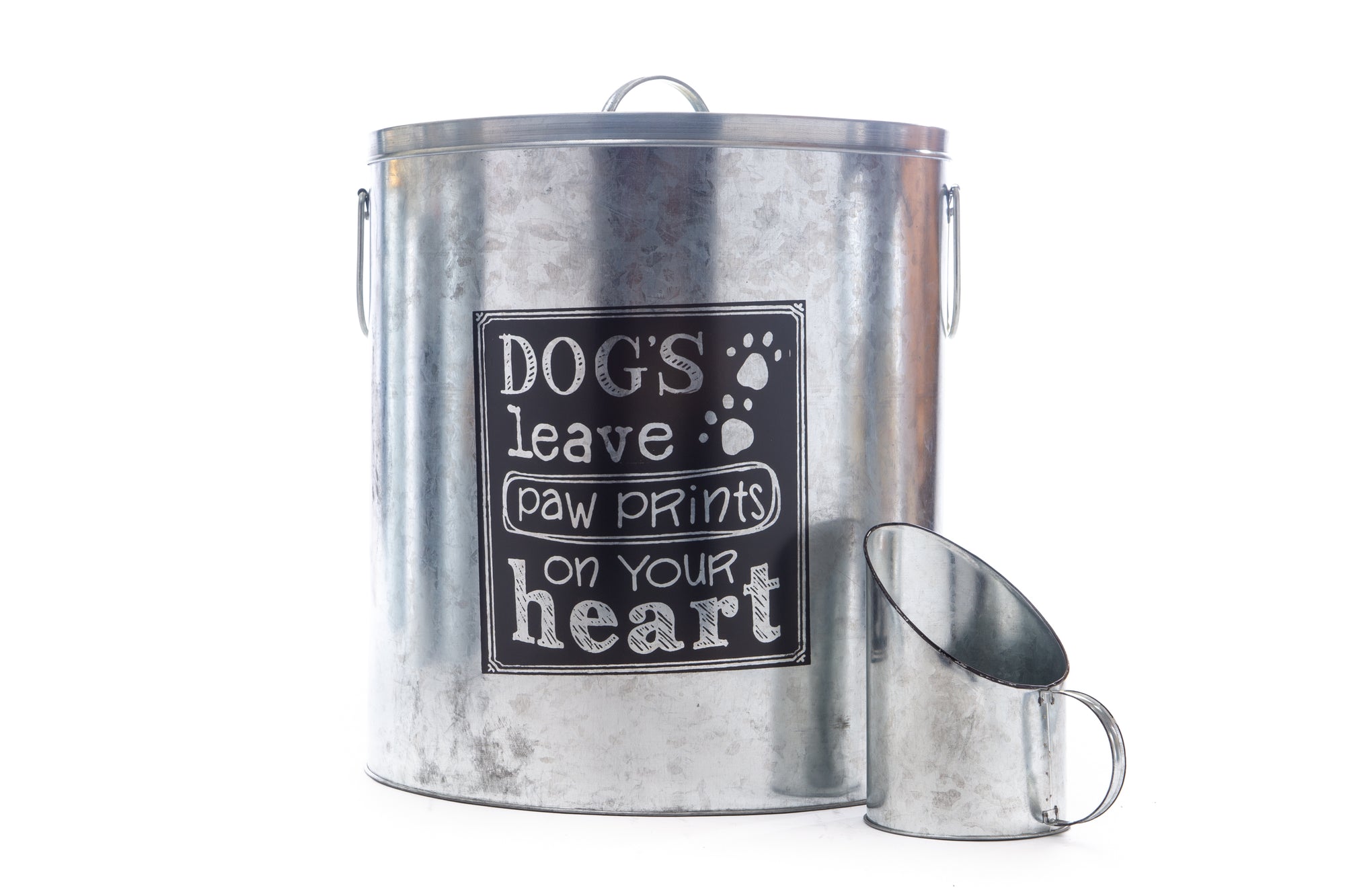 ANTIQUE SILVER – DOGS LEAVE PAW PRINTS ON YOUR HEART –  LARGE