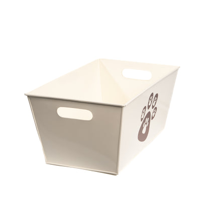 The PetSteel Unique Cream Pet Toy Chest with Brown Paws as a Cute Decal | Pet Toy Container | Useful for Pet Accessories