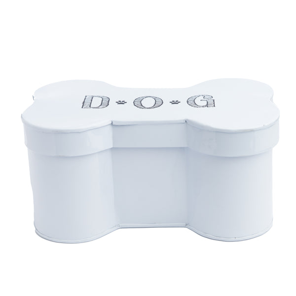 Dog Bone Shaped Toy Chest or Snack Jar White Dog Bone Shaped Treat J