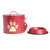 The PetSteel Red Paws Cat Canister Set with Bowl and Scoop | Pet Food and Treat Container Storage Set | Tight Fitting Lids | Kitchen Counter Treat Jar with Scoop
