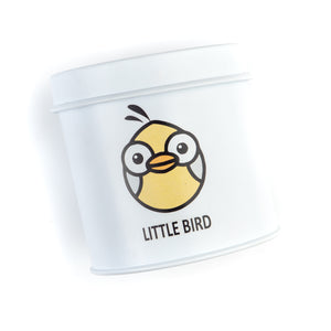 The PetSteel White Bird Food Tin with Airtight Seal with Lid | Hand Painted to Perfection with a Cute Yellow Bird