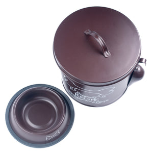 Chocolate Dog Decorative Canister with Bowl and Scoop | Pet Food and Treat Container Storage Set | Airtight Lids | Fit's Up to 7 lbs of Treats or Food